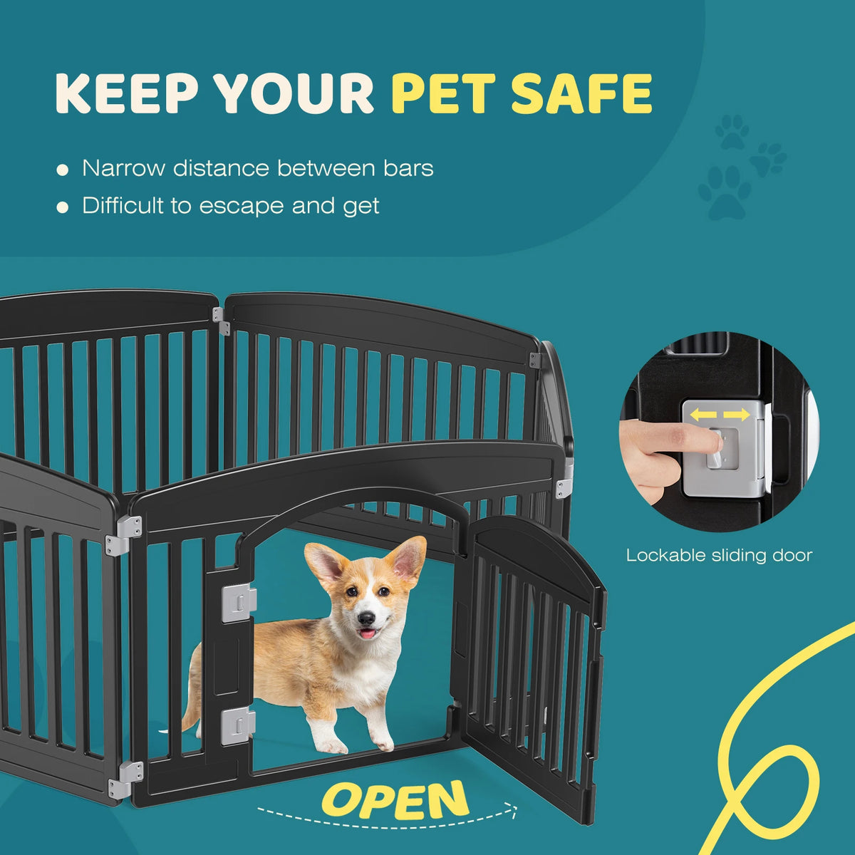 JHK Portable Plastic Dog Playpen With Expandable Panels