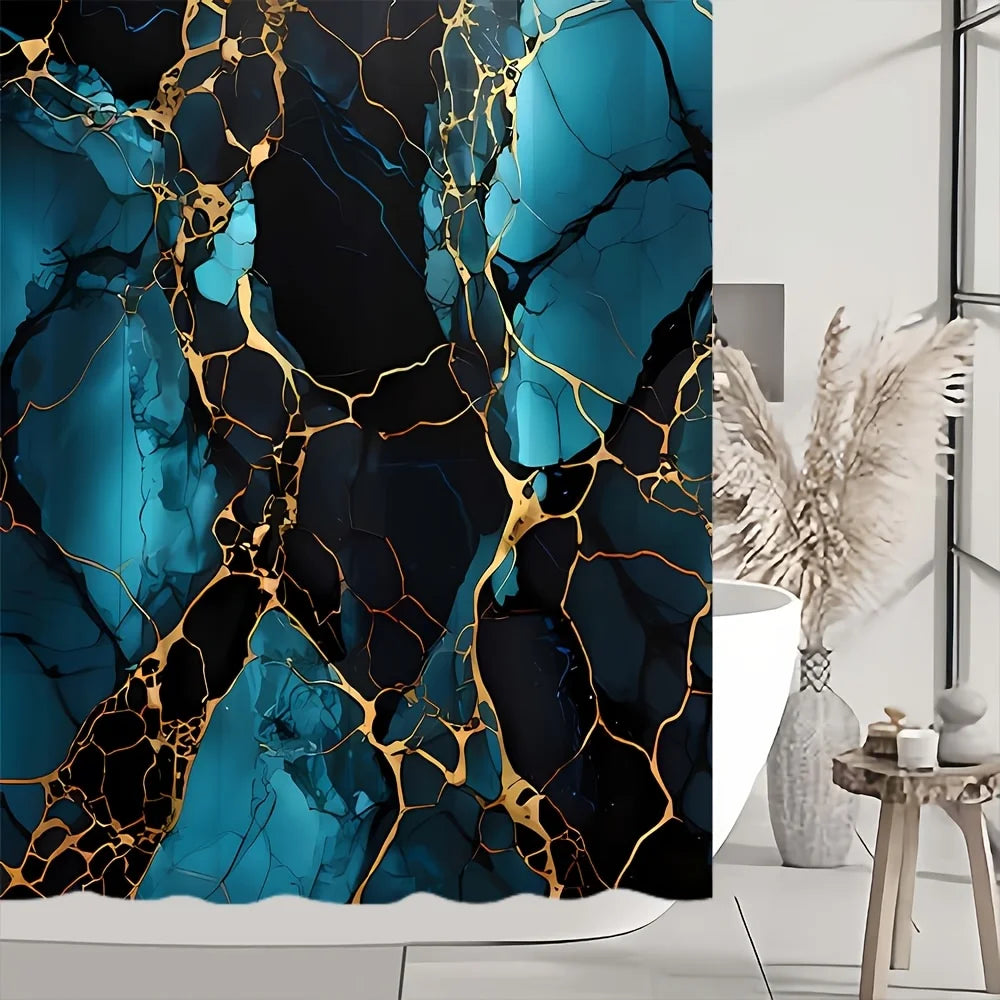 Premium Polyester Shower Curtain Set With Heavy Hooks