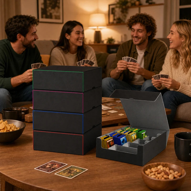 Trading Card Storage Box With Magnetic PU Leather Case