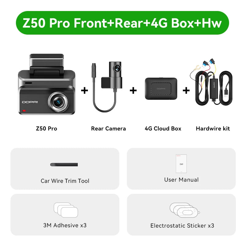 DDPAI Z50 Pro 4K Dash Camera Front And Rear Recording