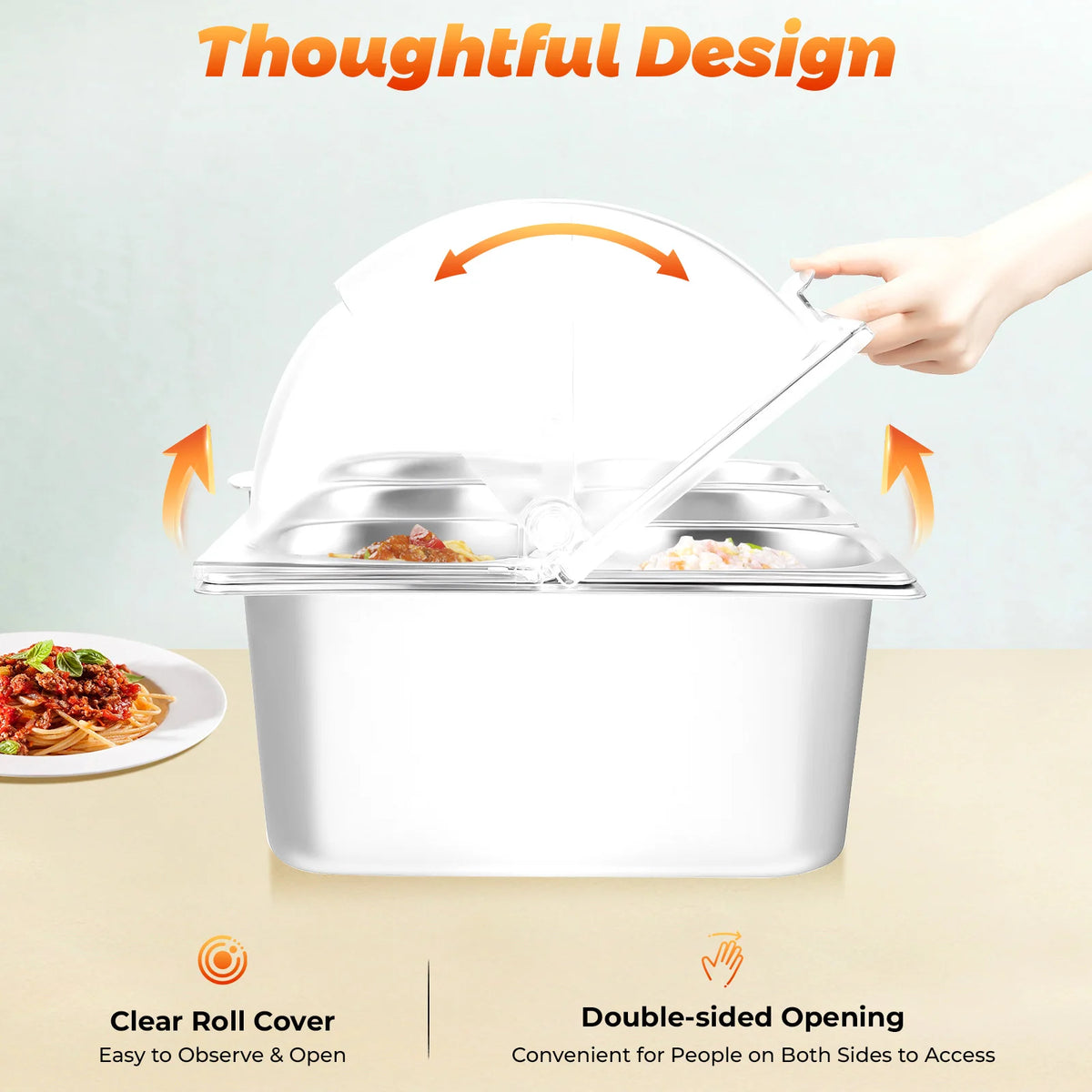 Bymaocar Countertop Food Container 6 Pans Condiment Dispenser Salad Dressing