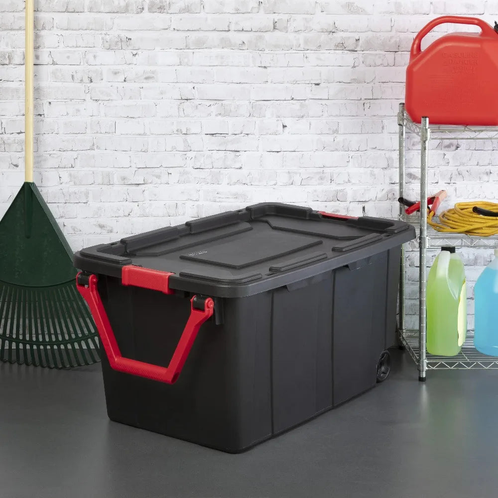Sterilite Wheeled Plastic Storage Container With Handle