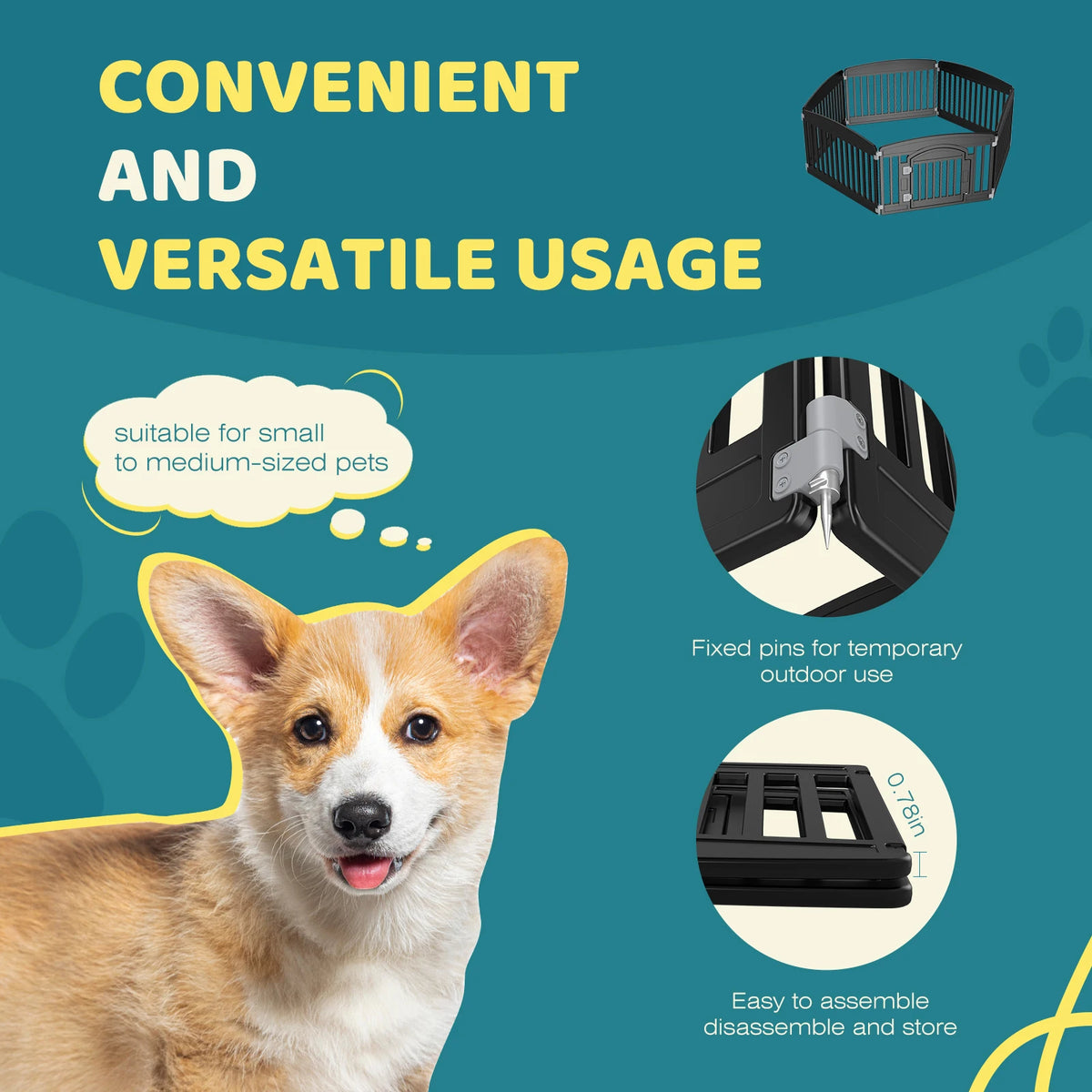 JHK Portable Plastic Dog Playpen With Expandable Panels