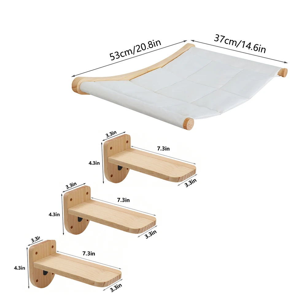 CWV Wall Mounted Cat Hammock With Sisal Scratching Steps