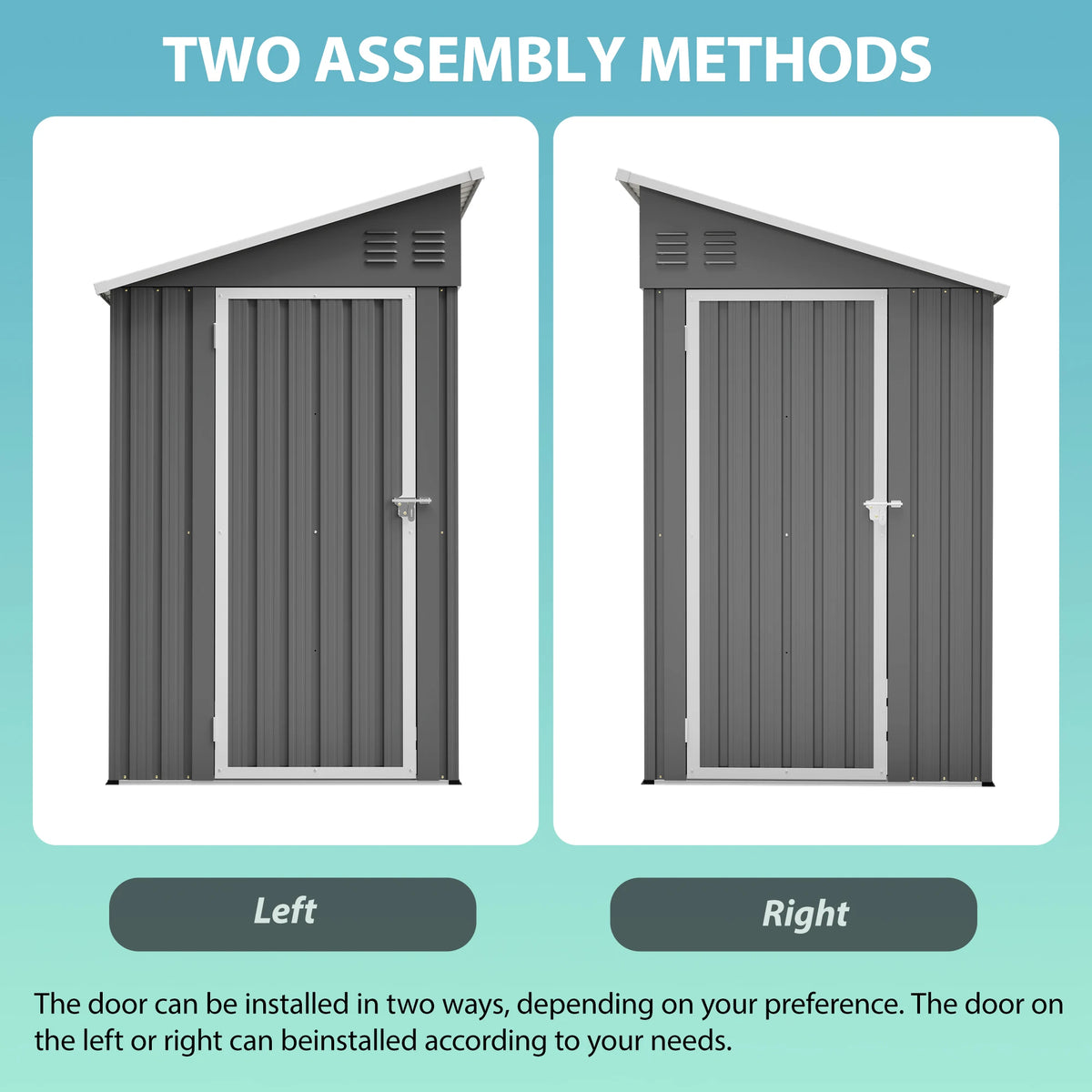 GIHAUVIA Galvanized Steel Outdoor Storage Shed with Double Front Doors
