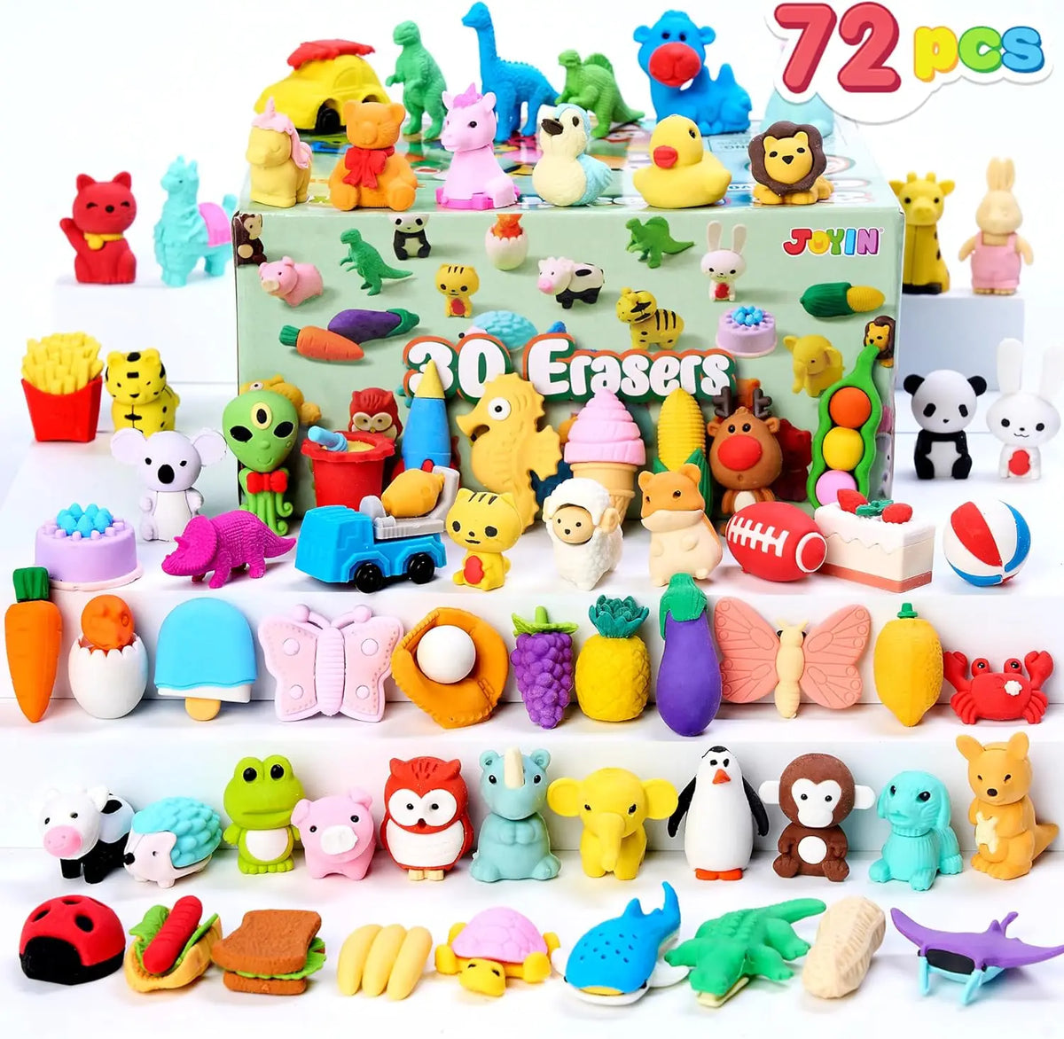 Joyfy 3D Animal Erasers Set for Pencil Desk Classroom