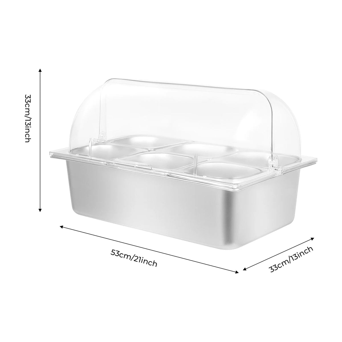 Bymaocar Countertop Food Container 6 Pans Condiment Dispenser Salad Dressing