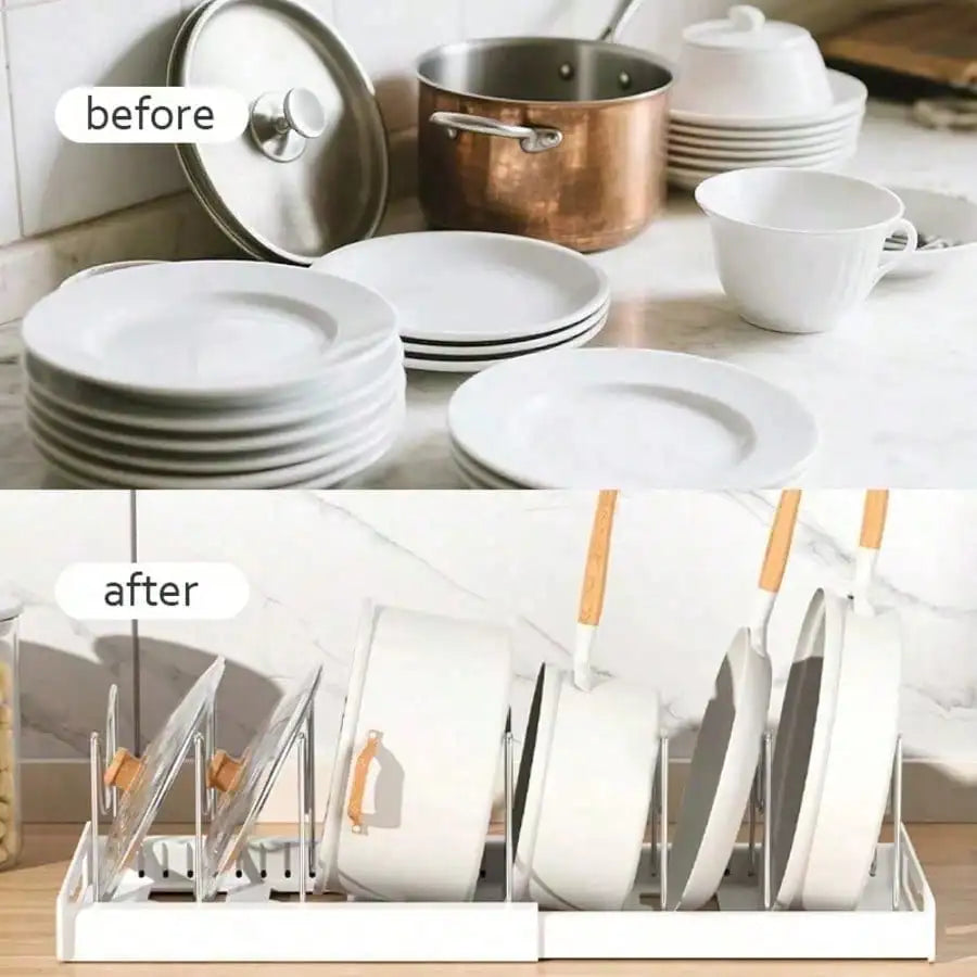 Under Cabinet Pot Lid Organizer Rack With Stainless Steel