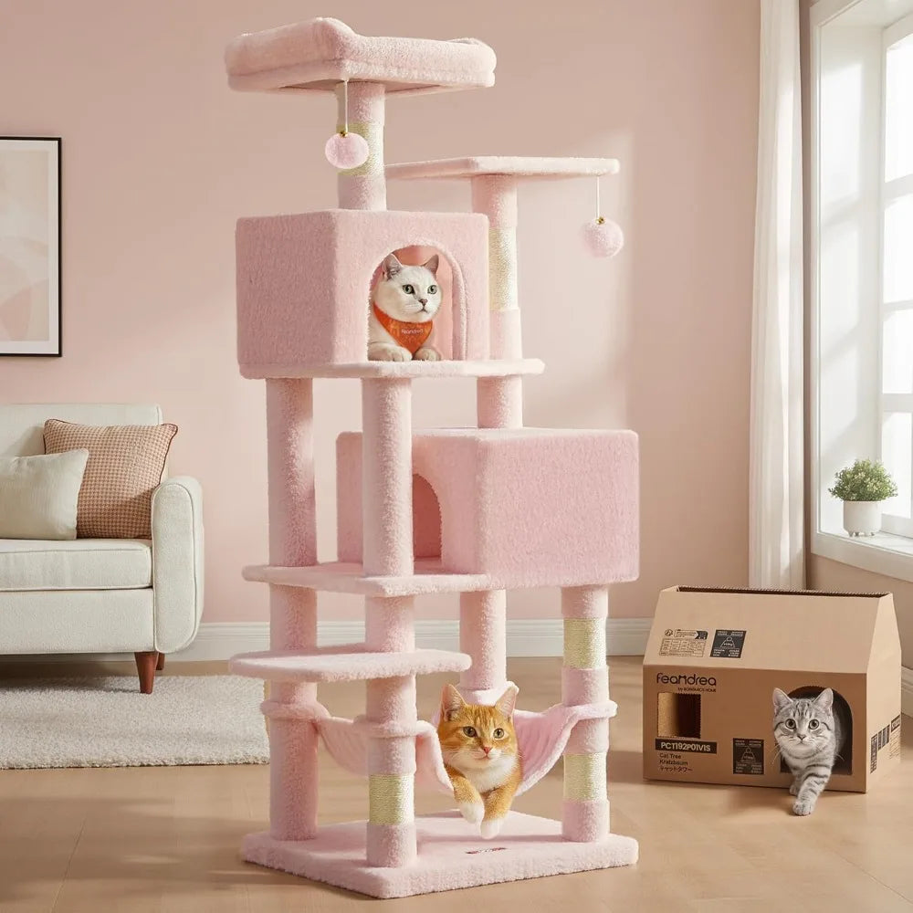 NBVCX Multi Level Cat Tree Condo With Scratching Posts Perches And Caves
