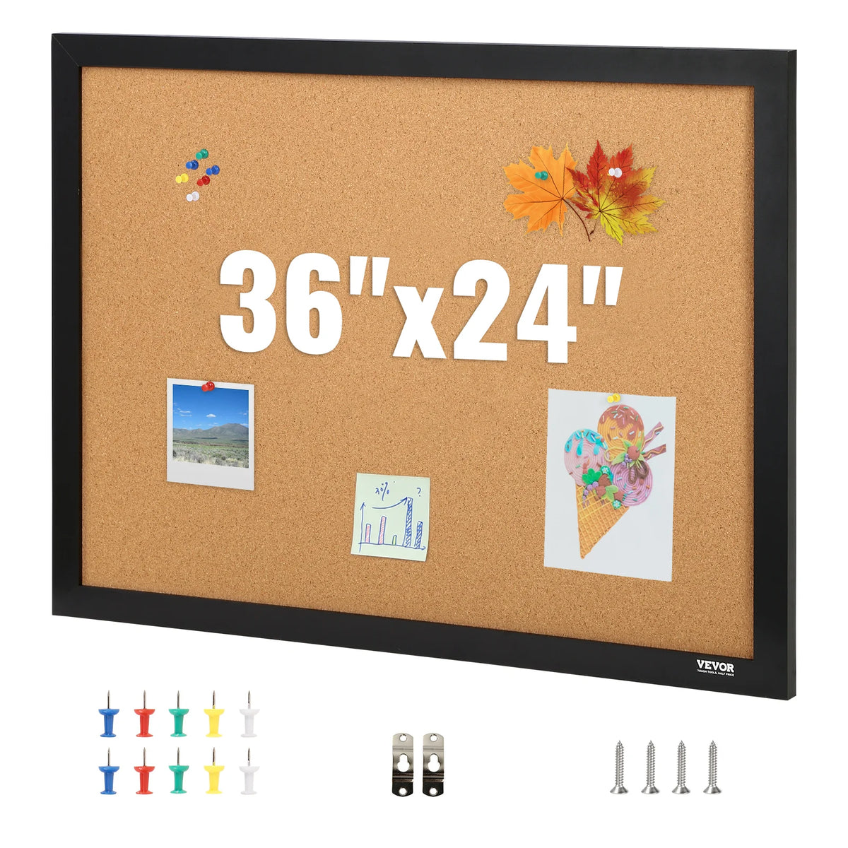 SucceBuy Premium Cork Bulletin Board With Wooden Frame