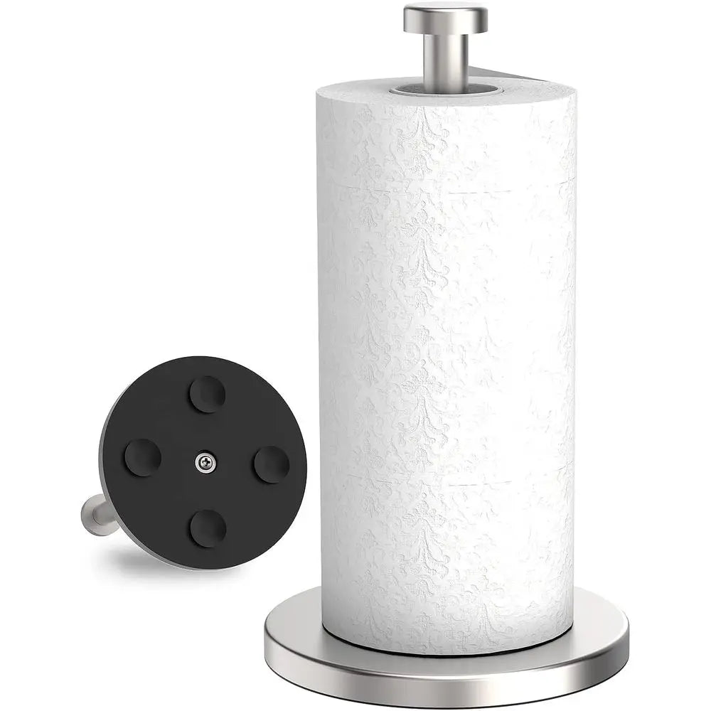Stainless Steel Paper Towel Holder Countertop With Weighted Base Suction Cups