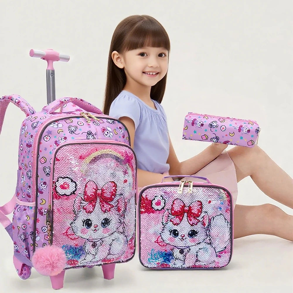 Bling Babies Kids Travel Backpack With Wheels Lunch Box Kit
