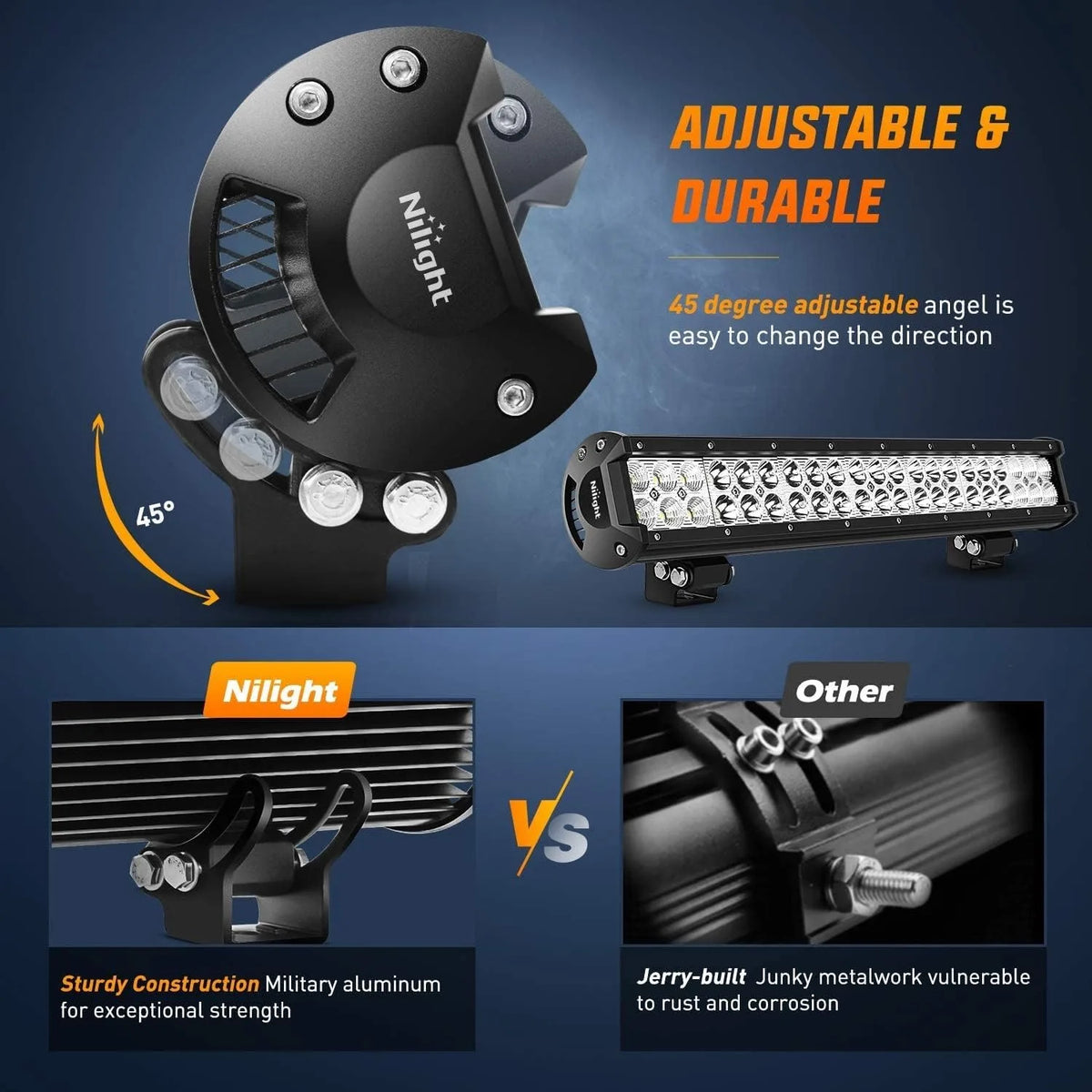 Nilight LED Light Bar Spot Flood Combo Off Road Lights