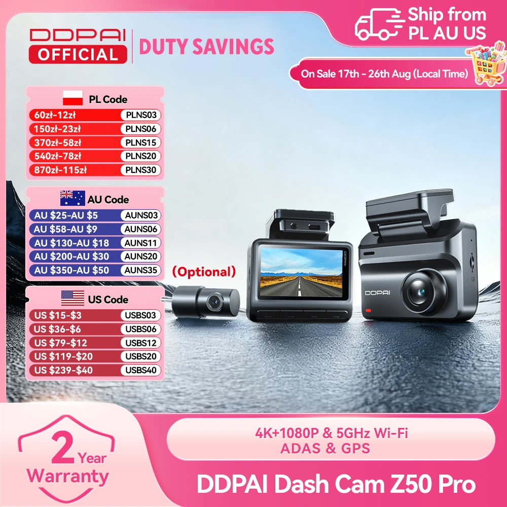 DDPAI Z50 Pro 4K Dash Camera Front And Rear Recording