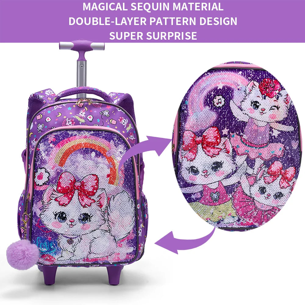 Bling Babies Kids Travel Backpack With Wheels Lunch Box Kit