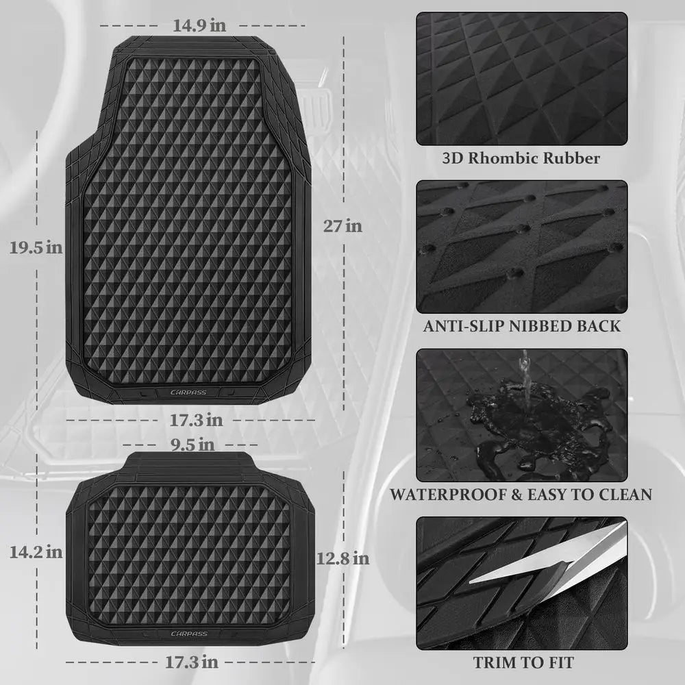 Universal Rubber All Weather Floor Mats Waterproof Anti Slip
