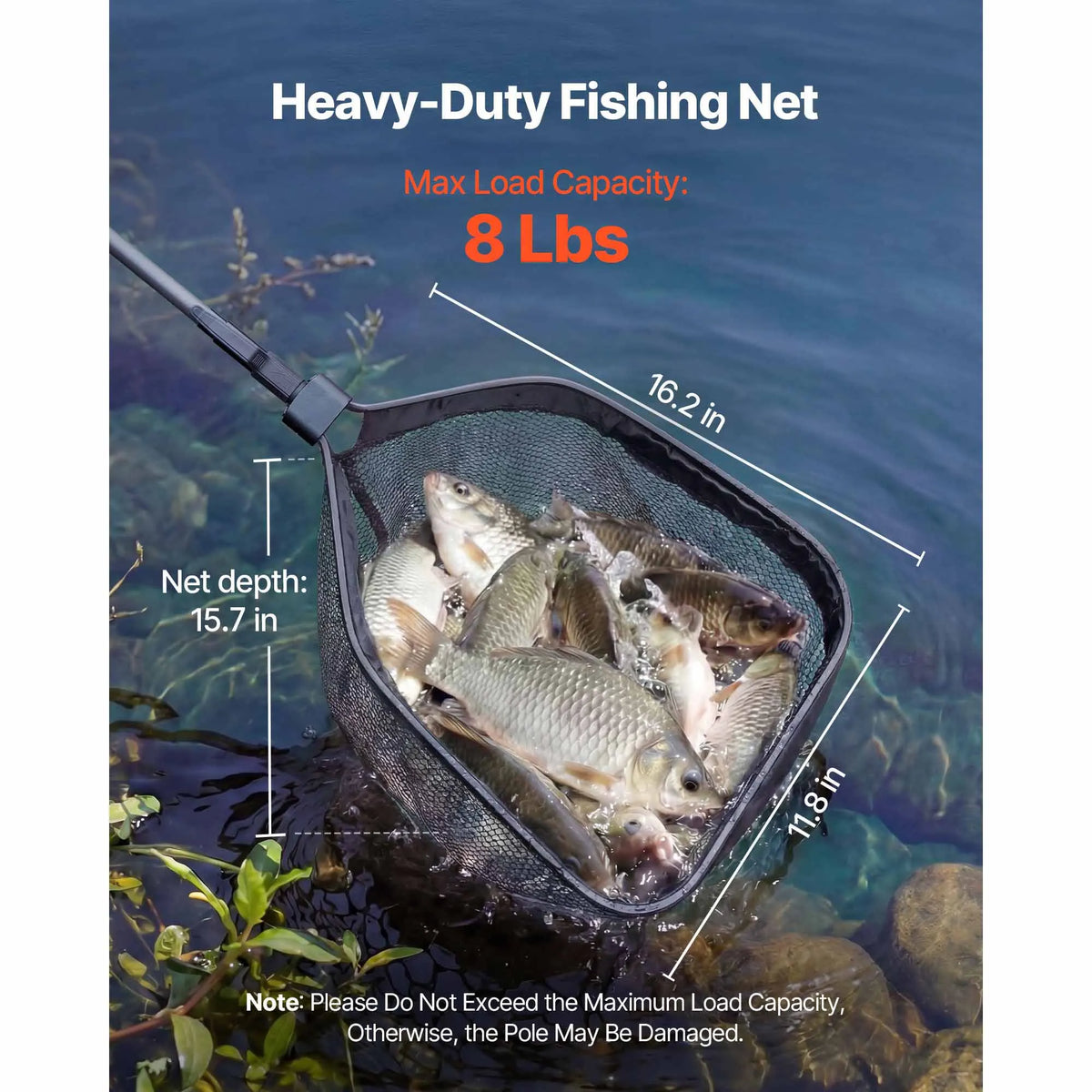 Foldable Fishing Landing Net With Telescopic Handle Kayak