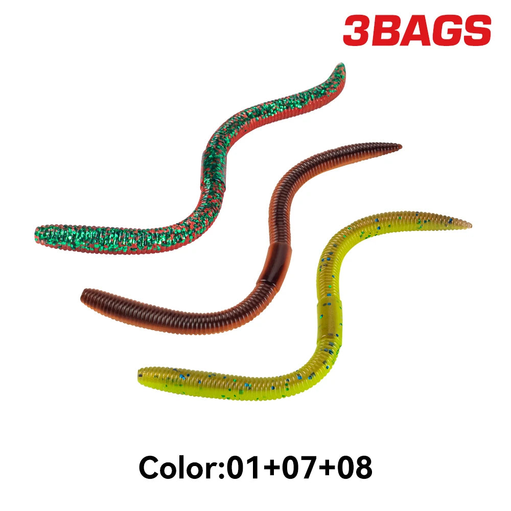 Kingdom Earthworm Sinking Soft Fishing Lures For Bass