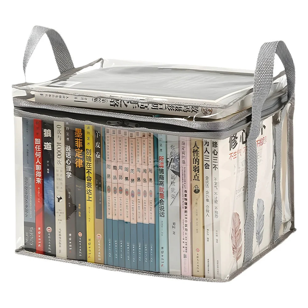 Foldable Transparent Storage Organizer Box For Books Home Office