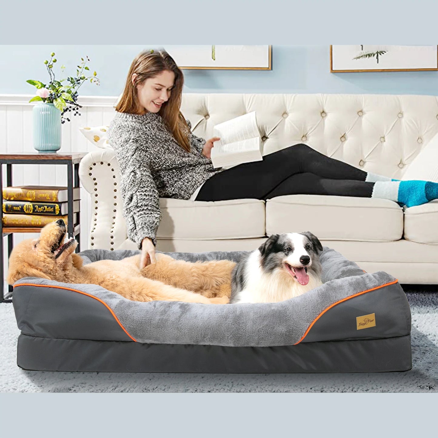 Bingopaw Large Soft Anti Allergy Washable Dog Bed With Removable Cover