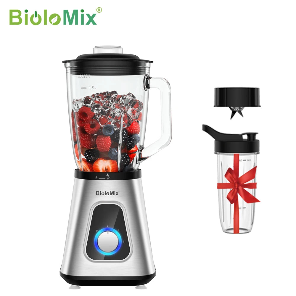 Biolomix 1300W Smoothie Blender With Glass Jar And Ice Crushing