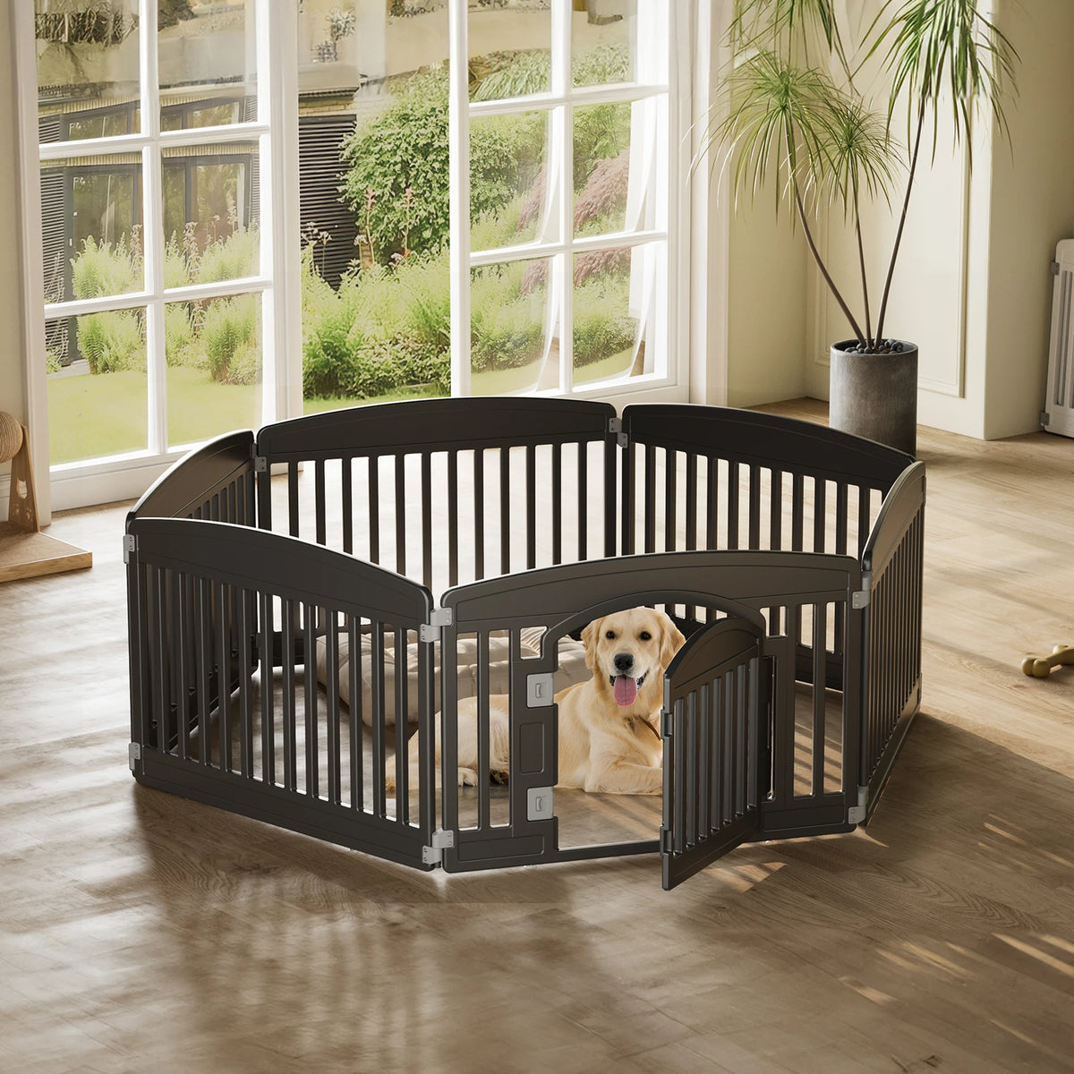 JHK Portable Plastic Dog Playpen With Expandable Panels