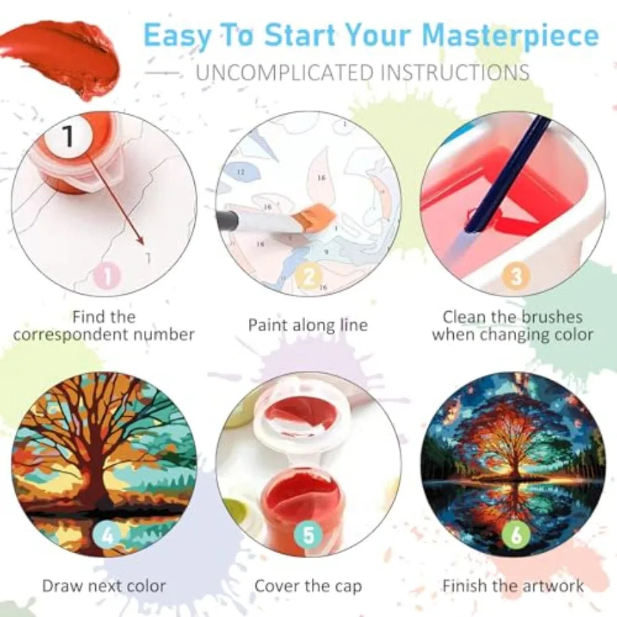 Tree of Life Acrylic Paint by Numbers Kit for Adults on Canvas Beginner
