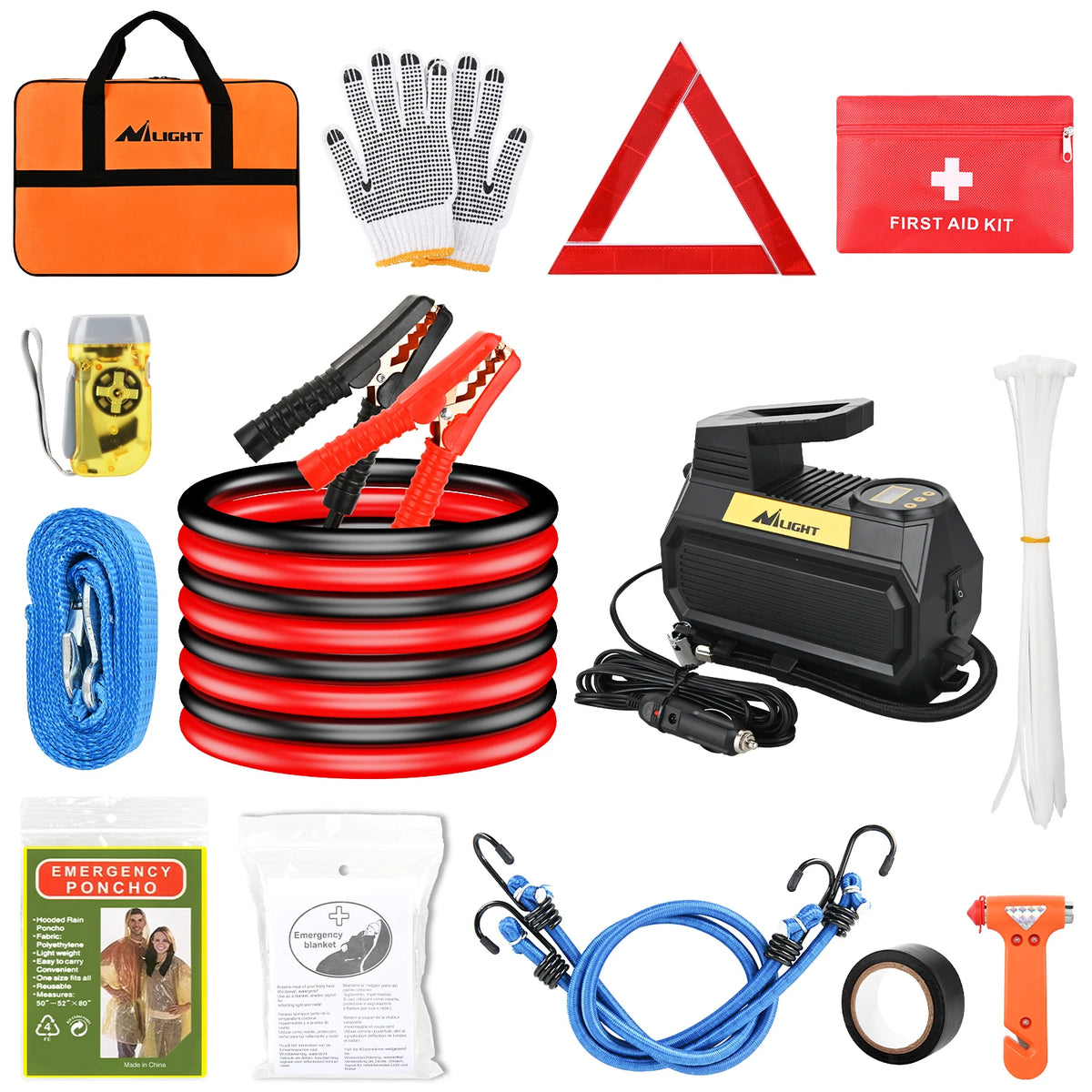 Nilight Car Emergency Kit With Jumper Cable And Safety Tools