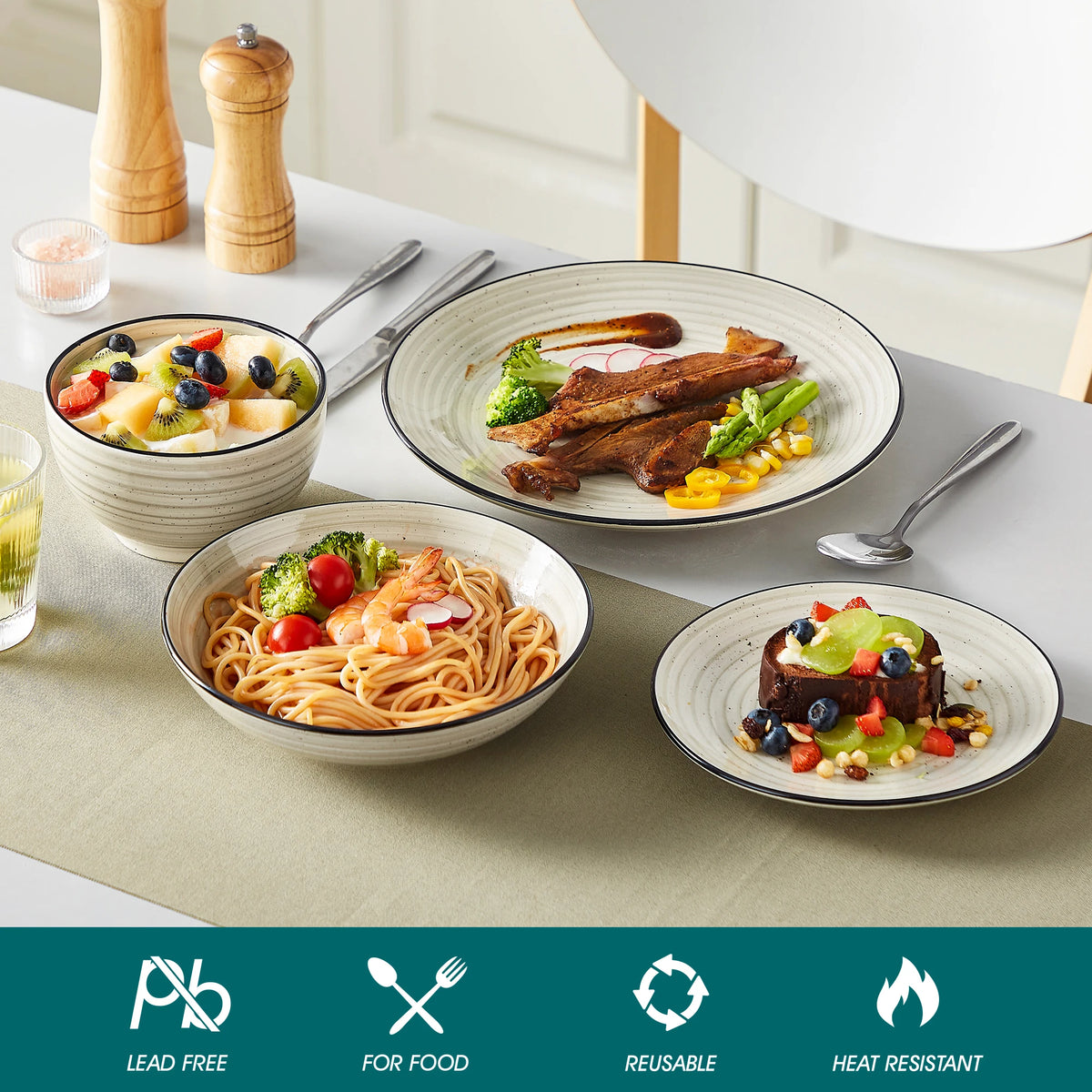 MALACASA Bonbon 24Piece Dinnerware Set Ceramic Service For 6