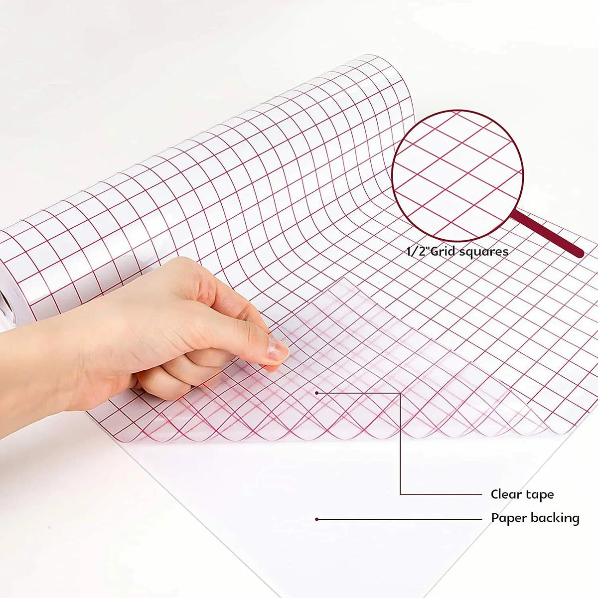 HTVRONT Clear Vinyl Transfer Tape With Alignment Grid For Decals