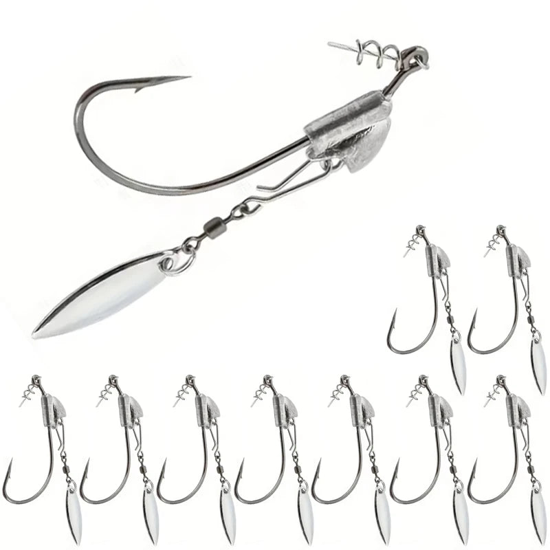 Weighted Underspin Jig Head Swimbait Hooks Bass Trout