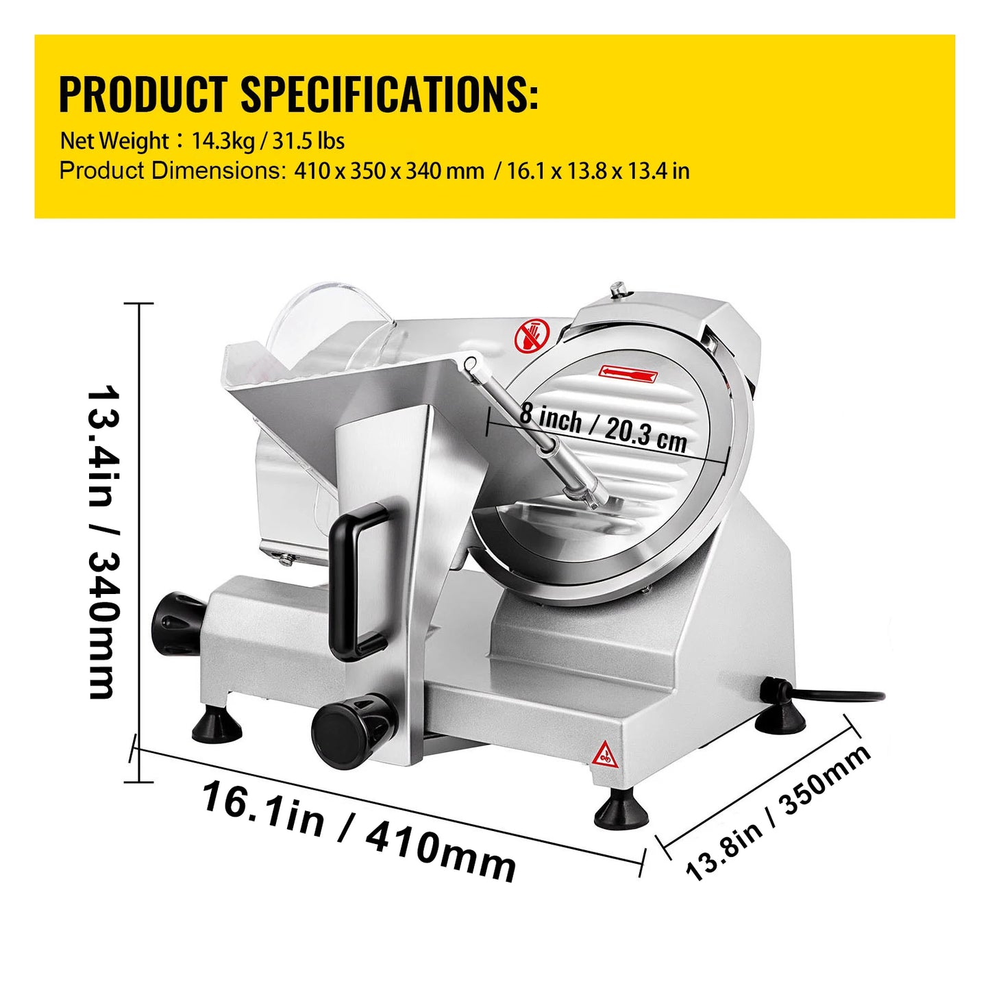 Succebuy Adjustable Electric Meat Slicer With Carbon Steel Blade