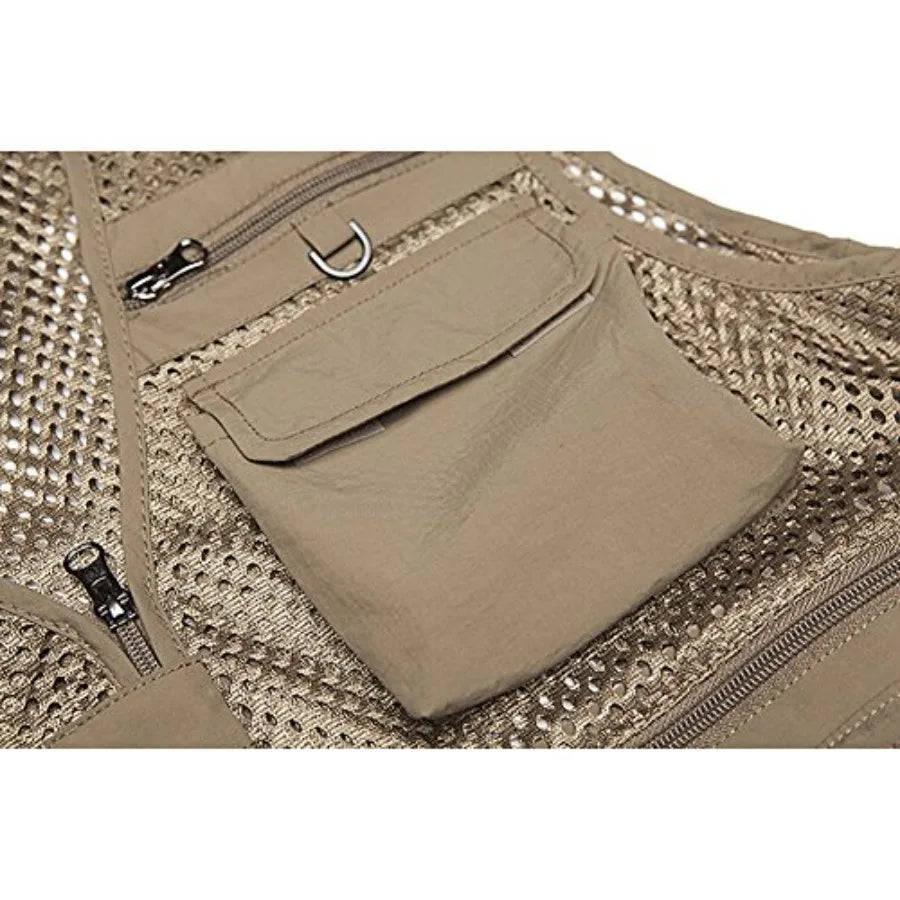 Mens Mesh Breathable Utility Fishing Vest Padded Waistcoat Quick Dry