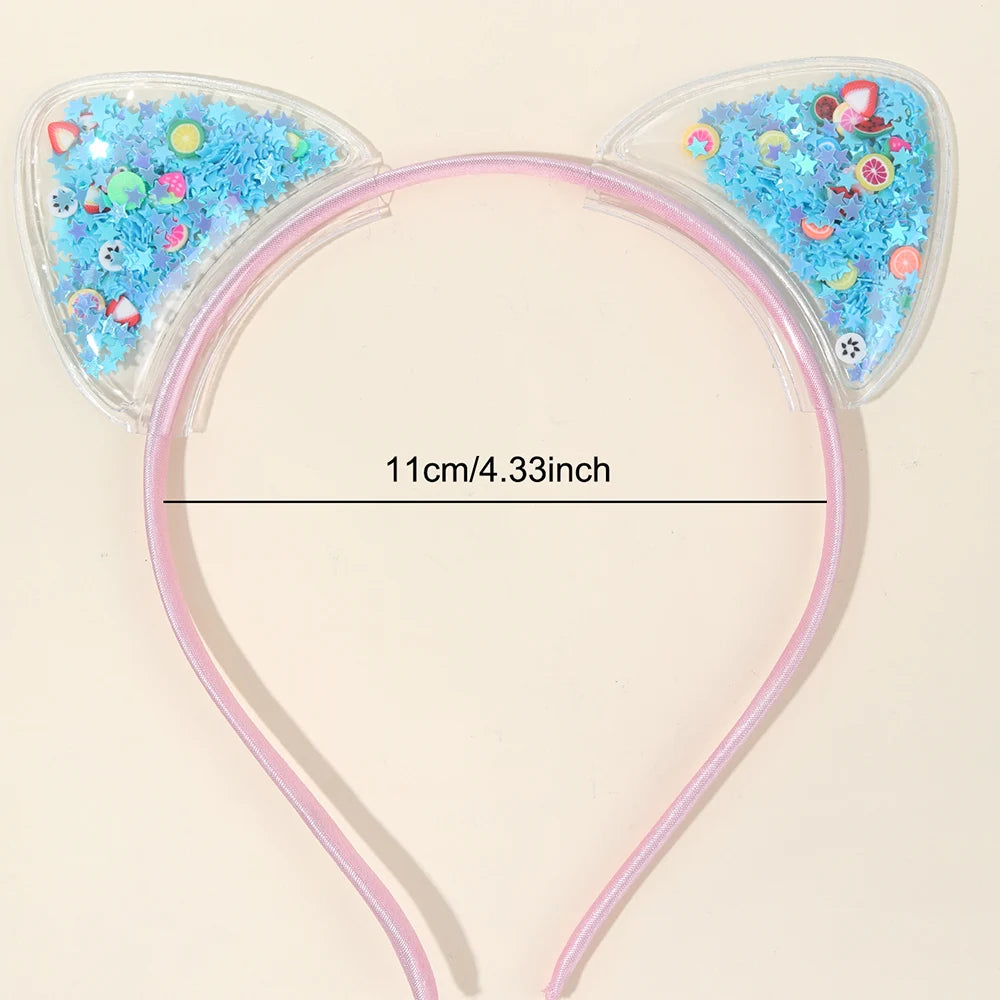 Shining Sequin Cat Ear Headbands For Kids Princess Hair Accessories
