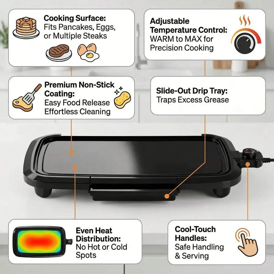 XMSJ Electric Griddle Multifunctional Nonstick Frying Pan