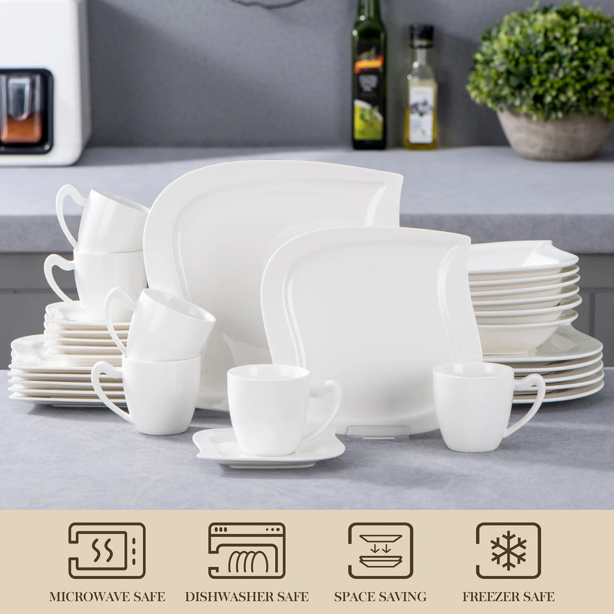 MALACASA Porcelain Dinnerware Set For 6 Or 12 People