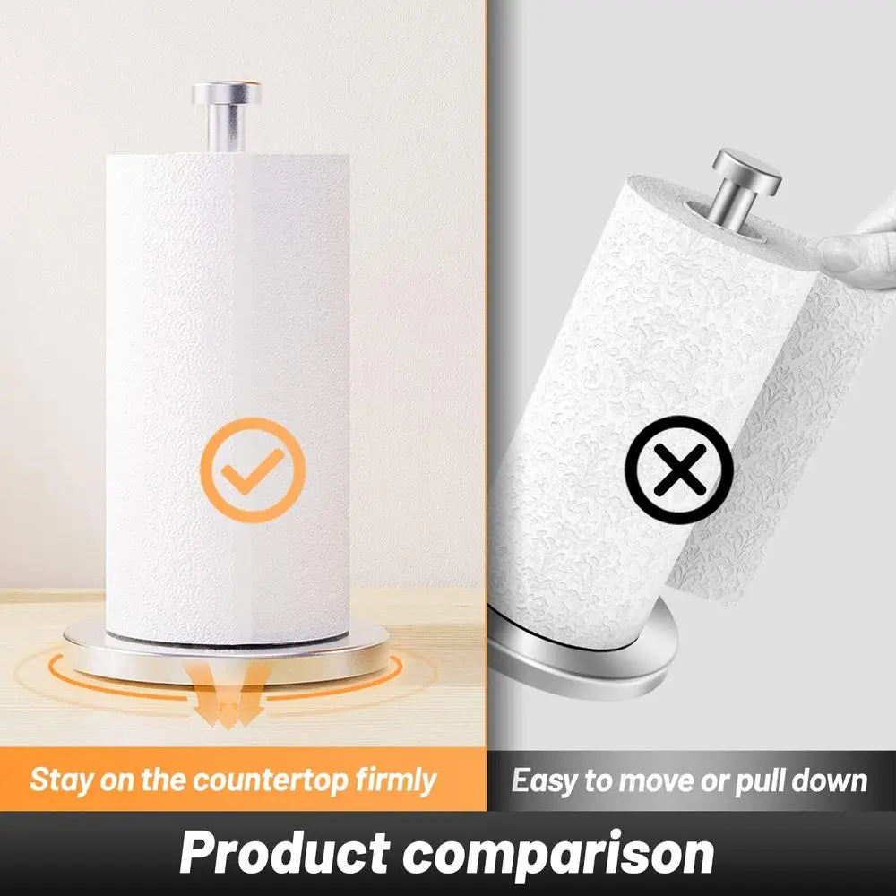 Stainless Steel Paper Towel Holder Countertop With Weighted Base Suction Cups