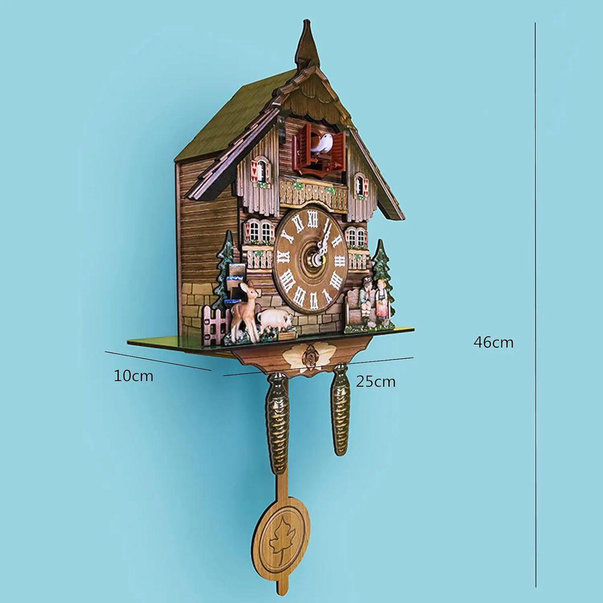 Traditional Northern European Wooden Cuckoo Wall Clock With Alarm
