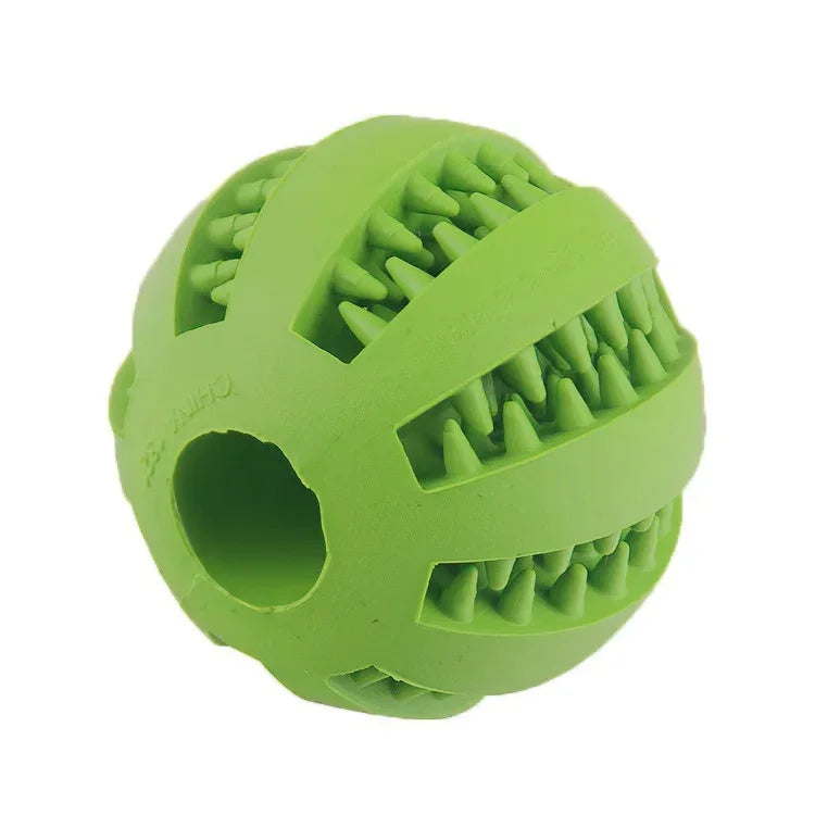 Bite Resistant Rubber Dog Chew Toy Ball With Treat Dispenser