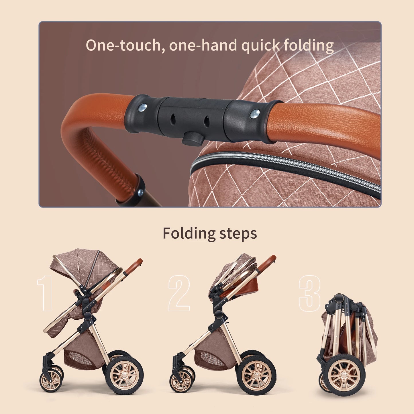 B.Childhood Luxury 3 In 1 Foldable Stroller With Reversible Seat