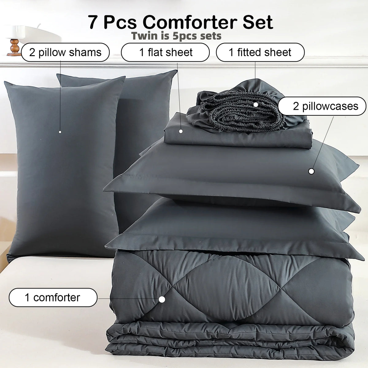 easYum Brushed Polyester Bedding Set With Comforter And Sheets