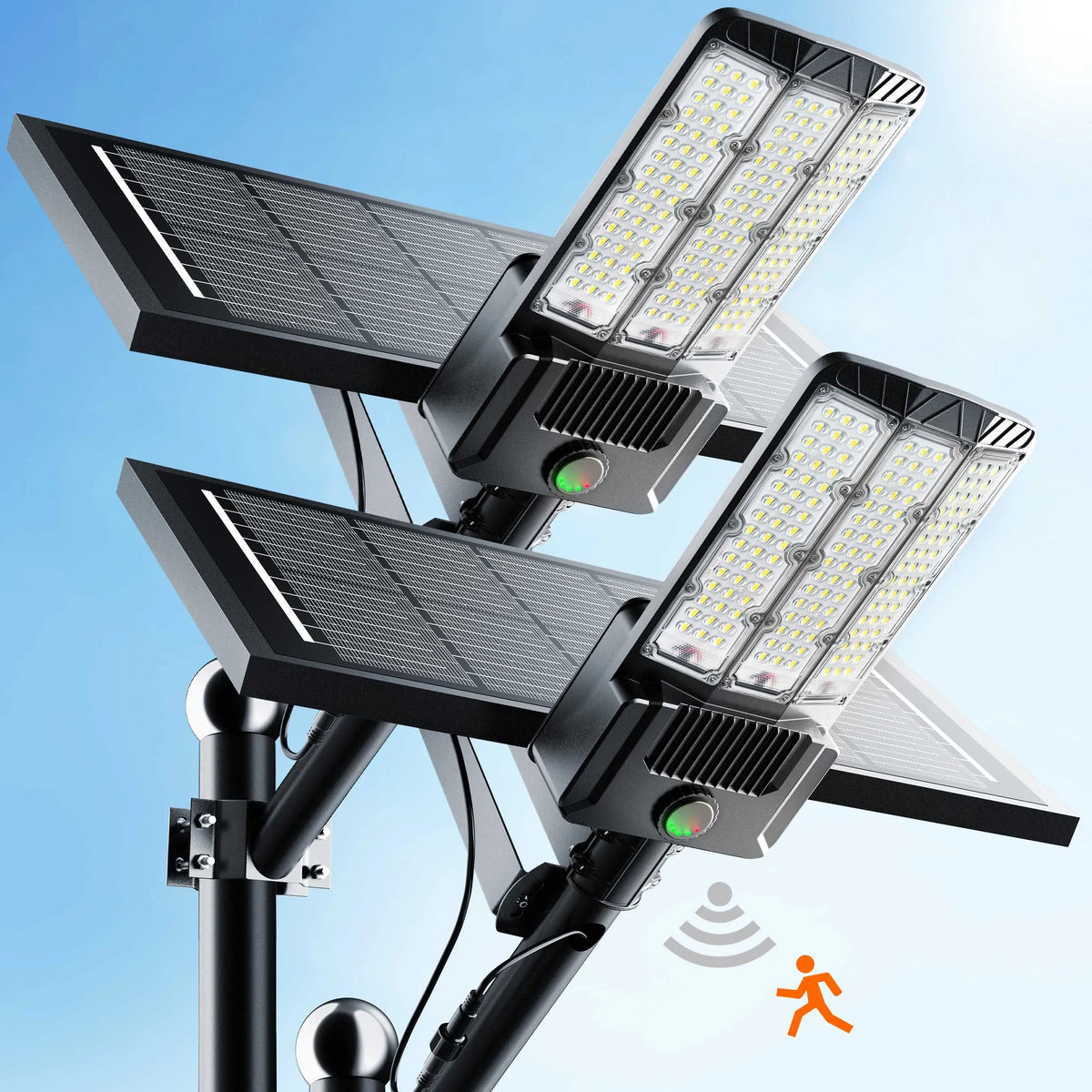 2-Pack Solar Area Lights Outdoor IP66 LED Parking Lot Sensor