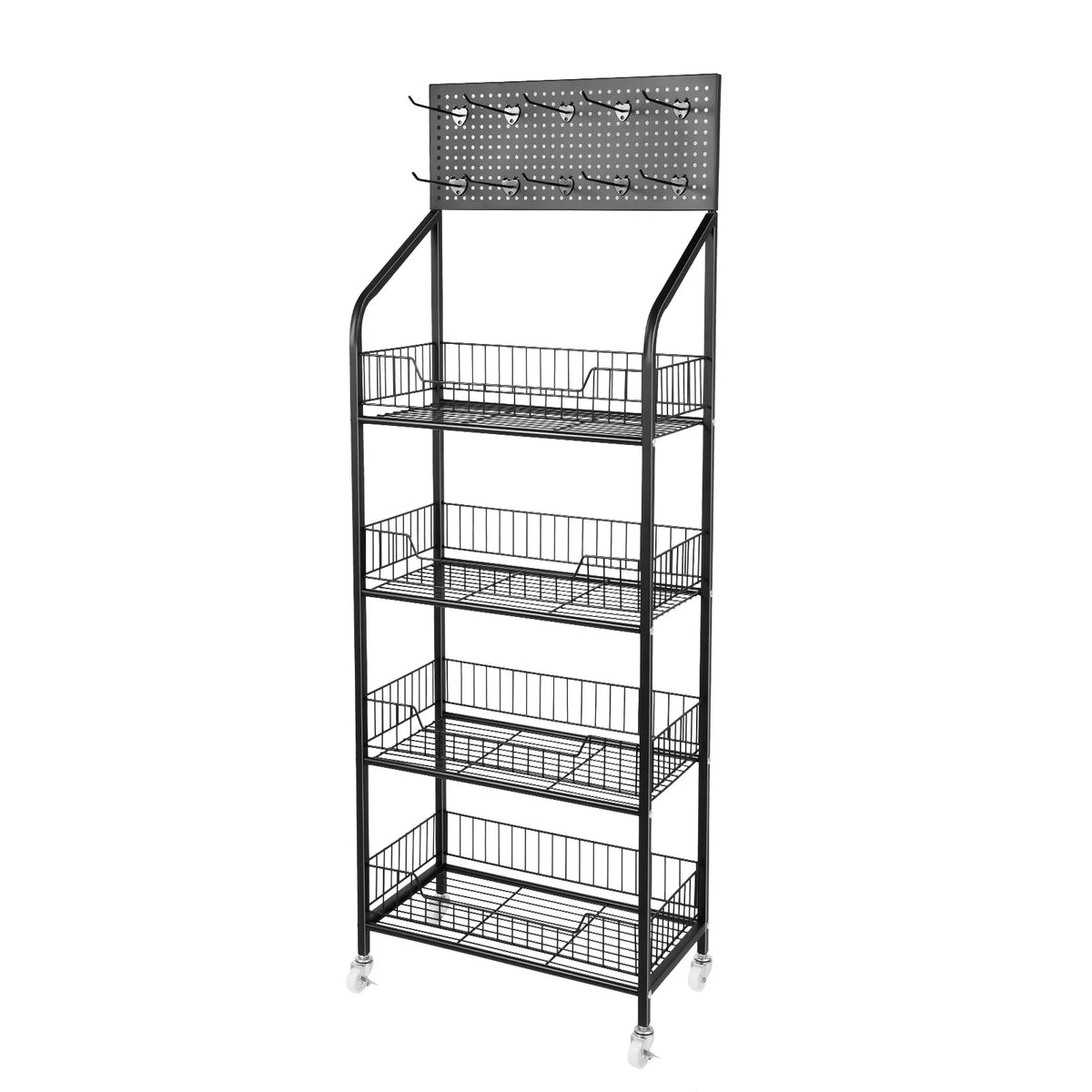 Bymaocar 4 Tier Metal Display Rack With Rolling Wheels