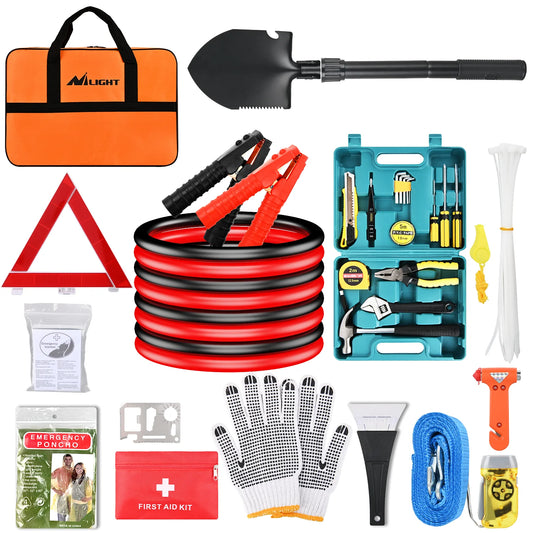 Nilight Car Emergency Kit With Jumper Cable And Safety Tools