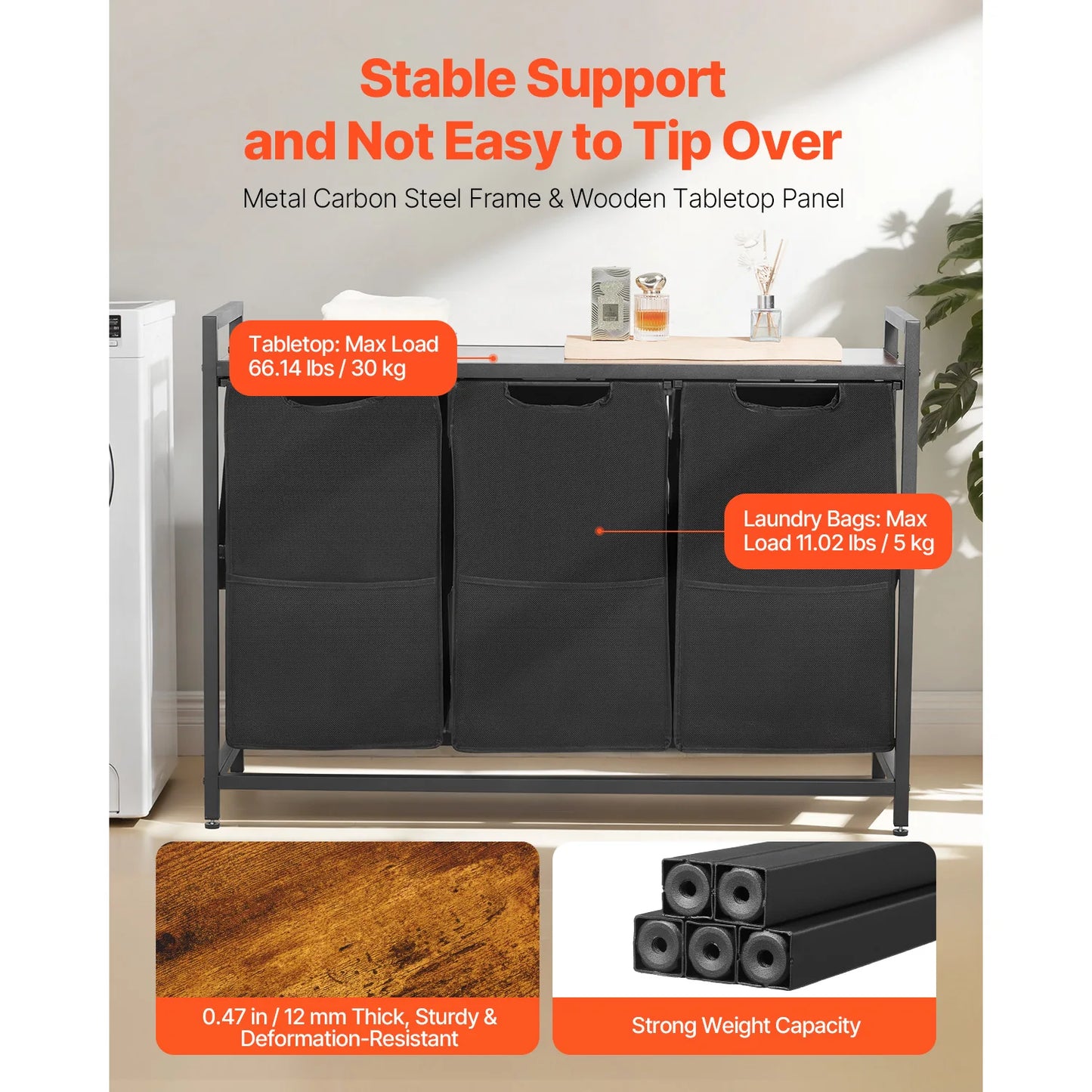 SucceBuy Dual Compartment Laundry Sorter With Metal Frame
