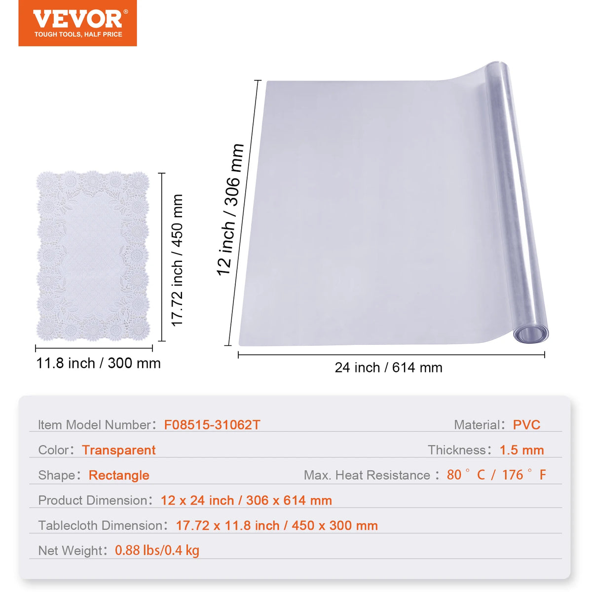Waterproof Clear Pvc Tablecloth Oil Proof Kitchen Rectangular Table Cover