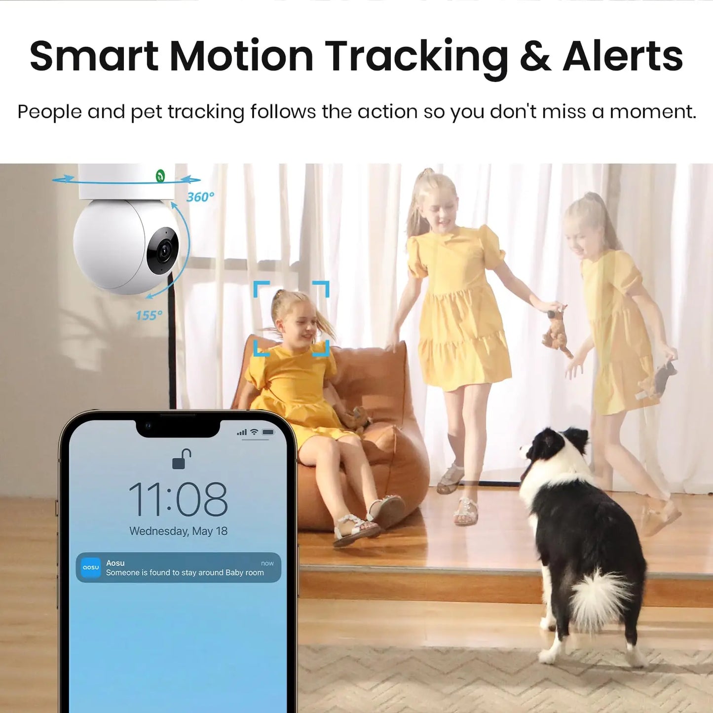 3MP WiFi Baby Monitor With 6x Zoom Indoor Security Camera