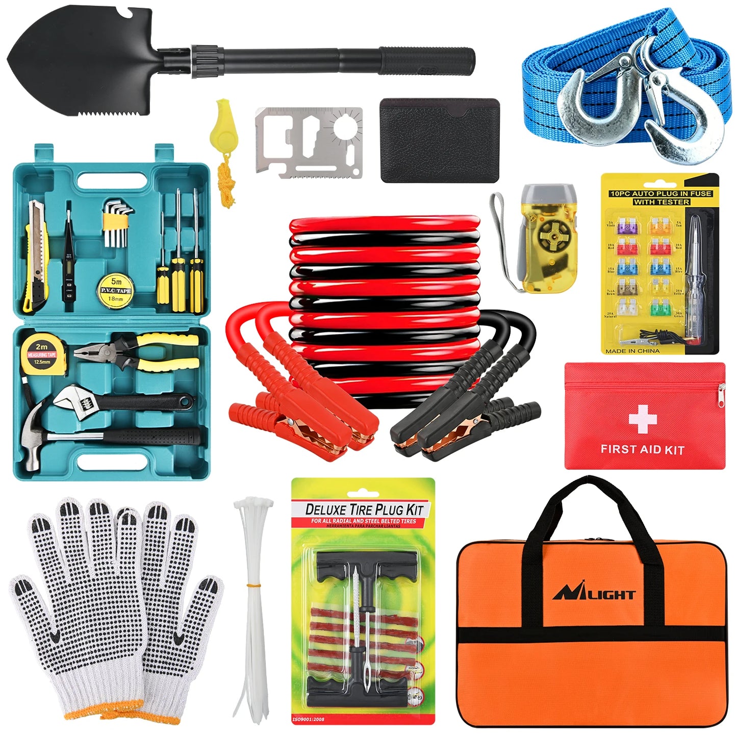 Nilight Car Emergency Kit With Jumper Cable And Safety Tools
