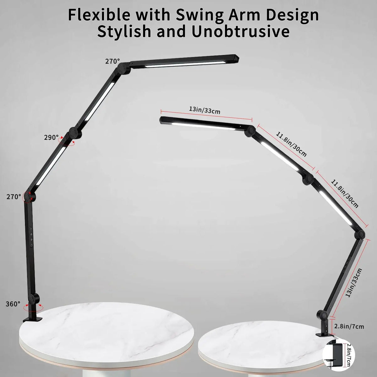 Modern LED Desk Lamp With Flexible Swing Arm Touch Controls