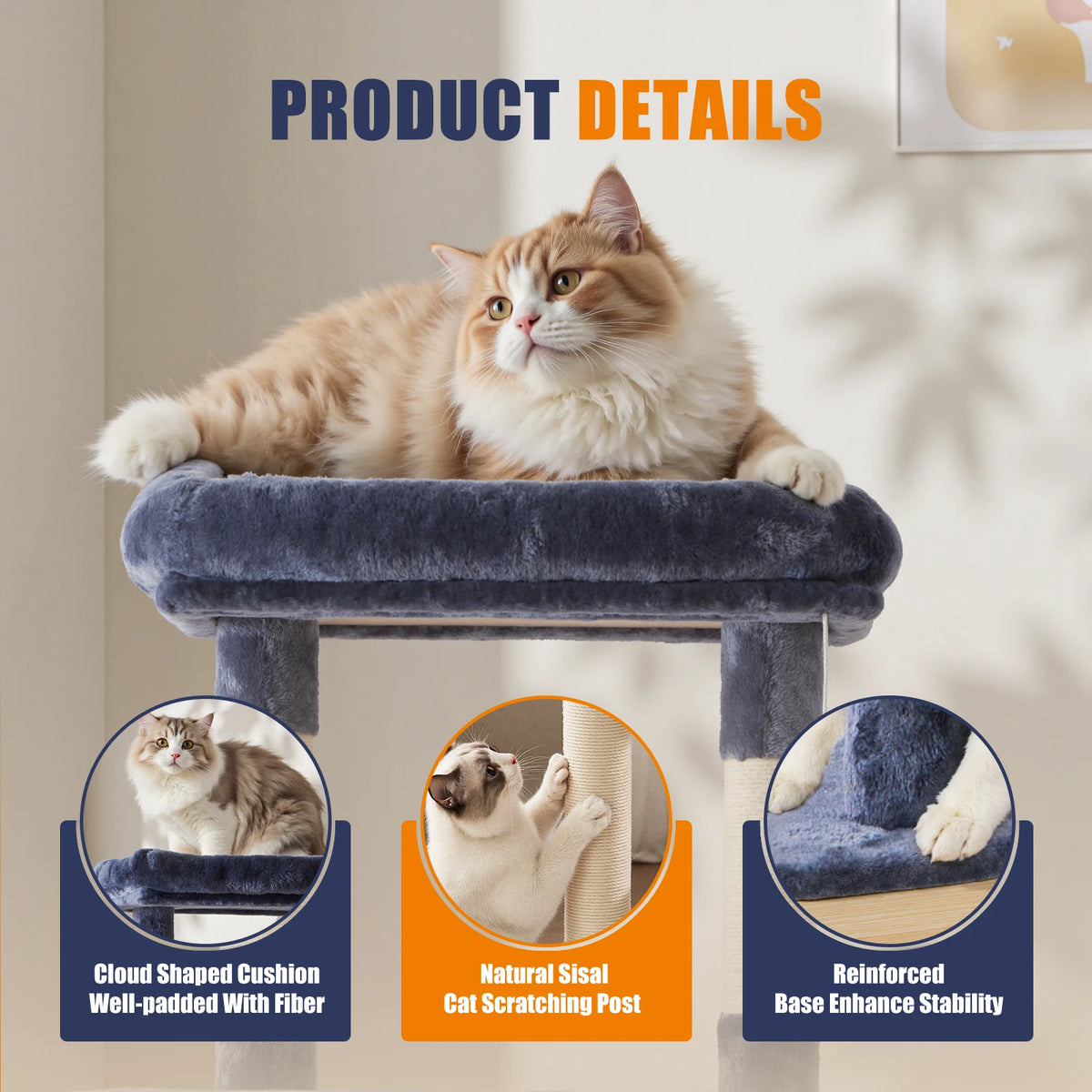 JHK Cat Tree Tall Multi Cat Climbing Tower Indoor Cats